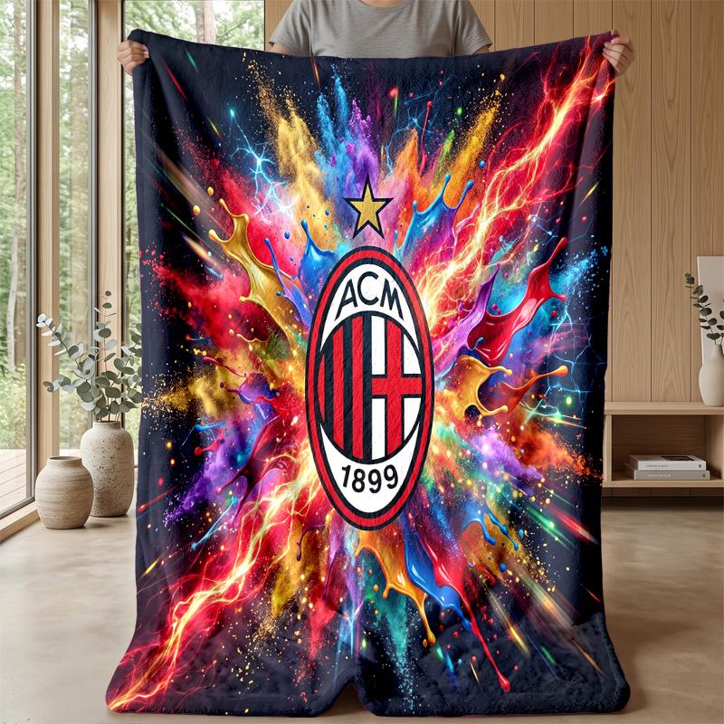 AC Milan Theme Blanket Soft Flannel Blanket Plush Throw Blanket Cozy Sofa Bed Blanket for Home Decor