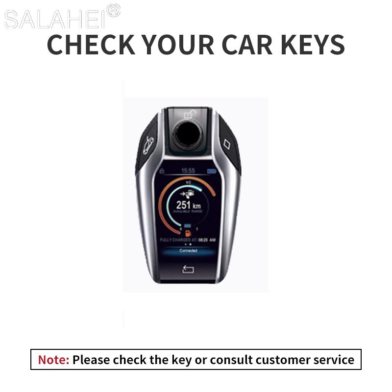 Leather Car Display LED Key Case Fob Cover Shell For BMW 3 5 7 Series G11 G12 G30 G31 G32 G05 G07 X3 X4 X5 X6 X7 I8 Sticker