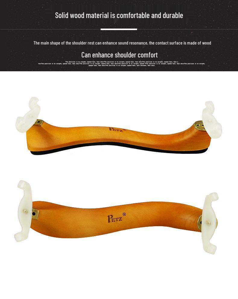 Petz Adjustable Solid Wood Violin Shoulder Rest for Sizes 1/2-4/4