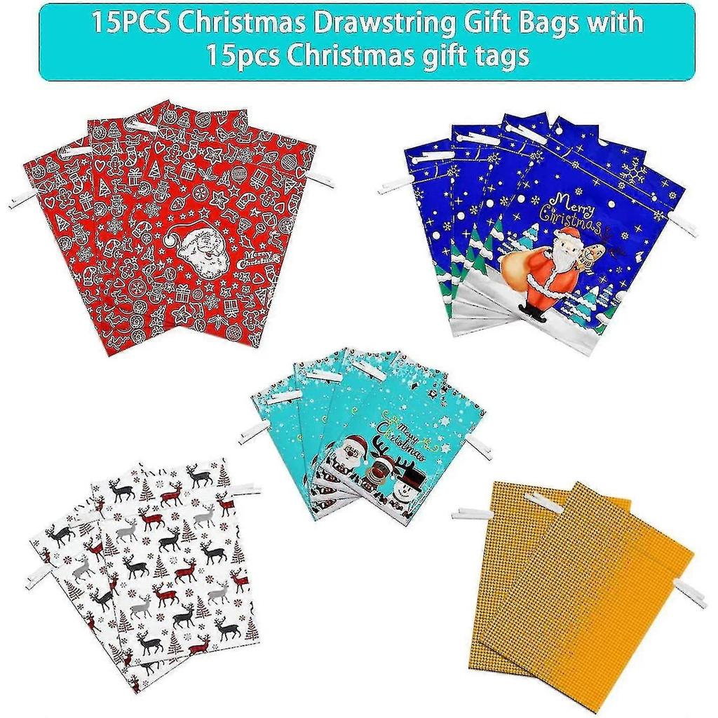 Drawstring Bags In 5 Different Designs For Xmas Parties