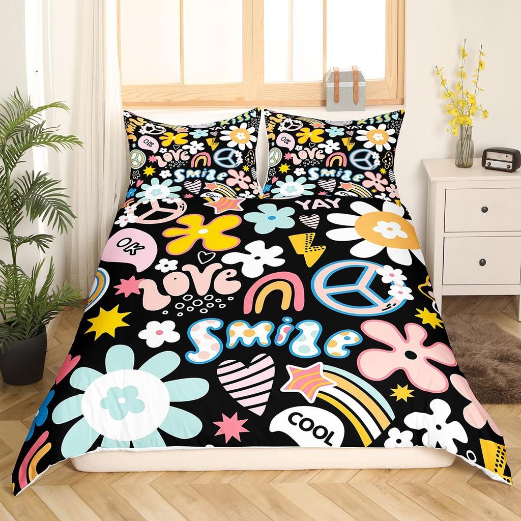 Pastellrosa Hibiskusblüten Bettwäscheset Romantische Blüten Bettbezug Althea Floral Steppdeckenbezug Blau Polyester Steppdeckenbezug
