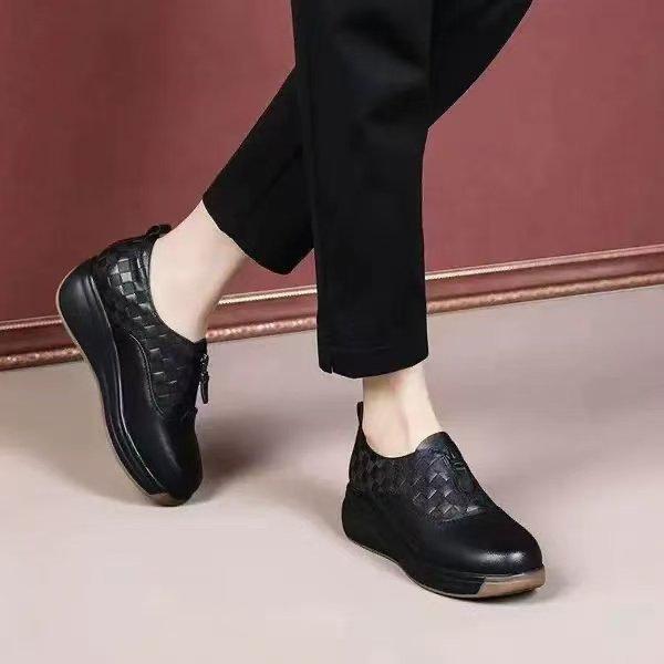 New shoes autumn soft-soled women's shoes wedge heel comfortable shoes casual leather shoes platform zipper single shoes women