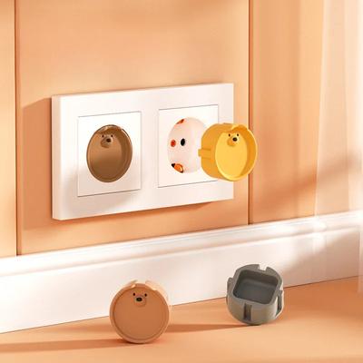 2pcs Baby Anti Electric Shock Silicone Protection Cover European Standard Cartoon Bear Safety Socket Protective Tools