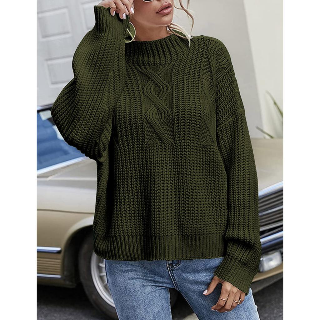 Plus Size, Plus Size Women's Casual Solid Color Jacquard Sweater - Loose Fit Long Sleeved Round Neck Pullover, Comfortable Fabric