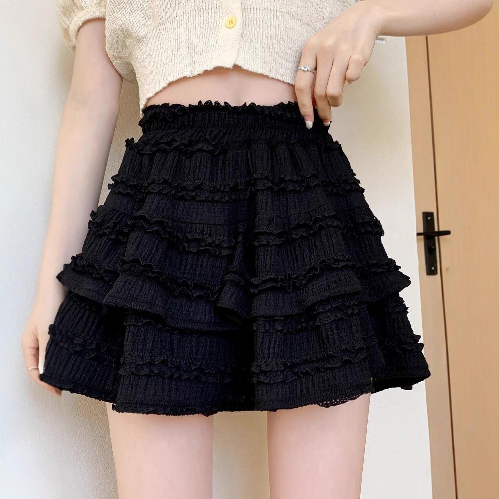 Women's Lace Ballet Midi Skirt - Summer 2025 High Waist Slimming Princess Style Skirt