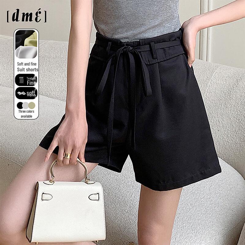 Demana Women s Mid-Waist Zipper Casual Shorts M чёрный