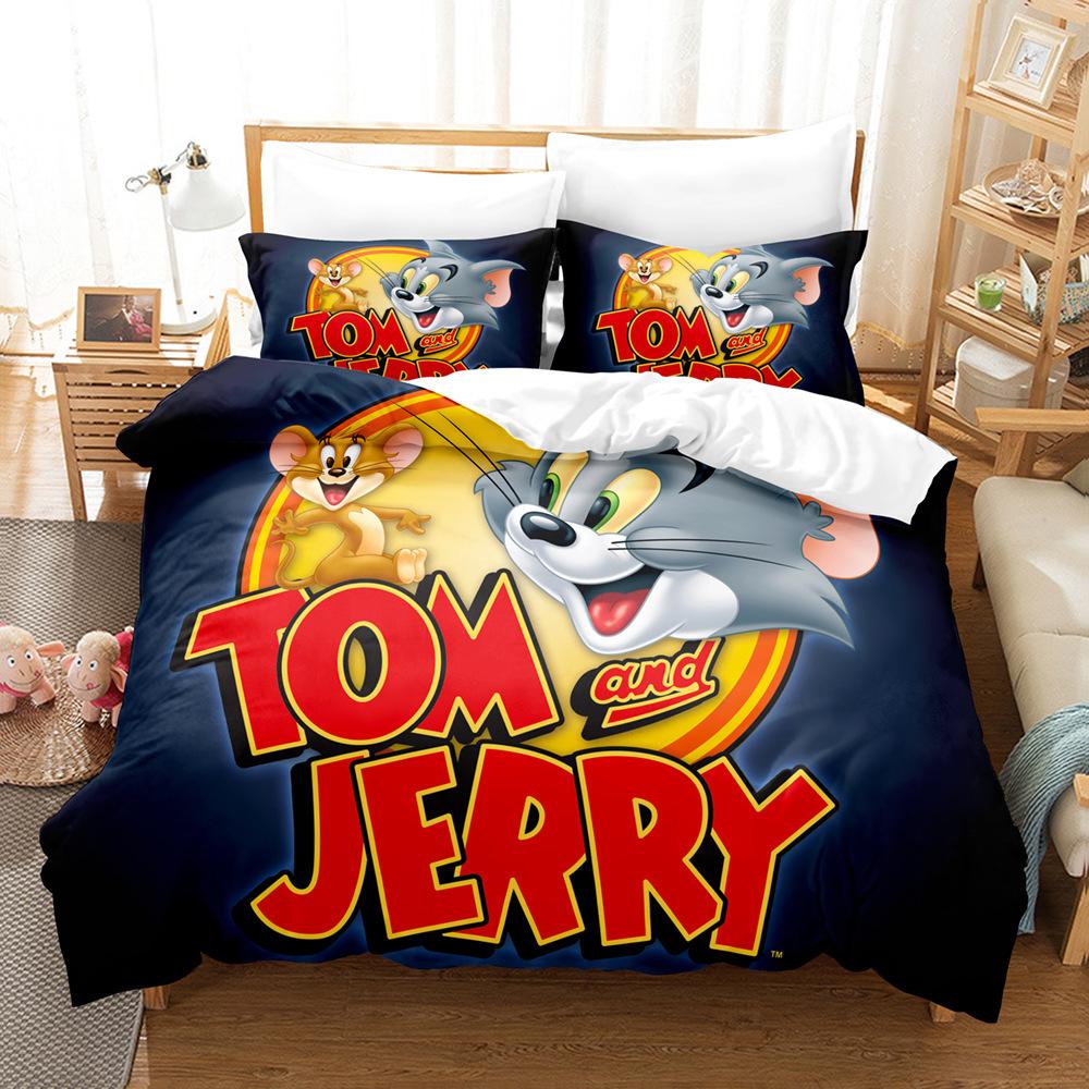 

Quilt Cover Bedding Three-Piece Digital Printing Kit Cartoon Cat And Mouse Quilt Cover Four-Piece Set 90*190