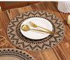 Large Round Jute Placemat Bohemian INS Style Silk Screen Printed Heat Resistant Table Mat Insulation Pad for Kitchen Dining Home Decoration