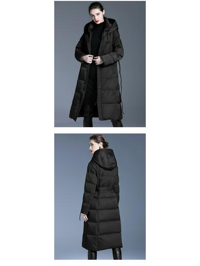 

European Station 2025 Women s Mid-Length Hooded White Duck Down Jacket - Autumn/Winter Waist-Hugging Thick Warm Coat L (63-68 kg)