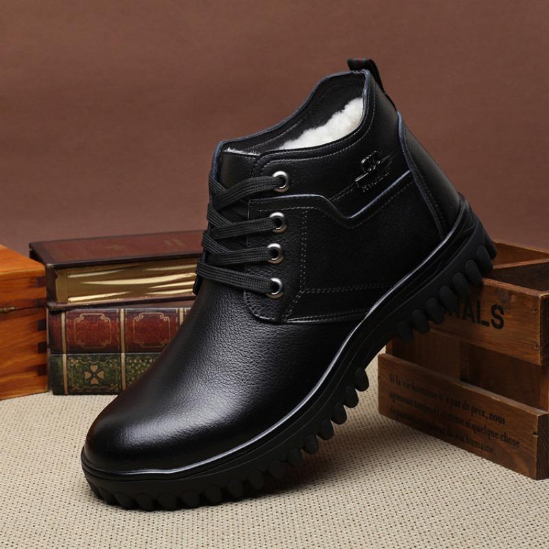 

Large size winter new wool men s cotton shoes high top velvet warm men s shoes size medium and old leather shoes 47