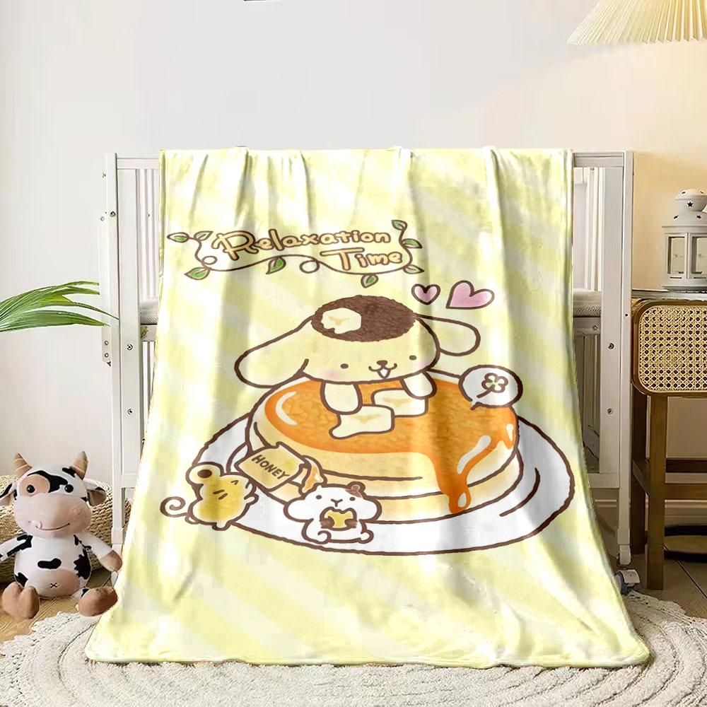 Cute animals with a pancake, honey, and "Relaxation Time" text above. for all seasons blanket lunch break throw gift