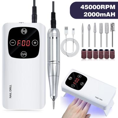2 In 1 Electric Nail Drill Set Electric Nail Files Nail Lamp 45000RPM Nail Drill Machine with Drill Bits and LCD Screen