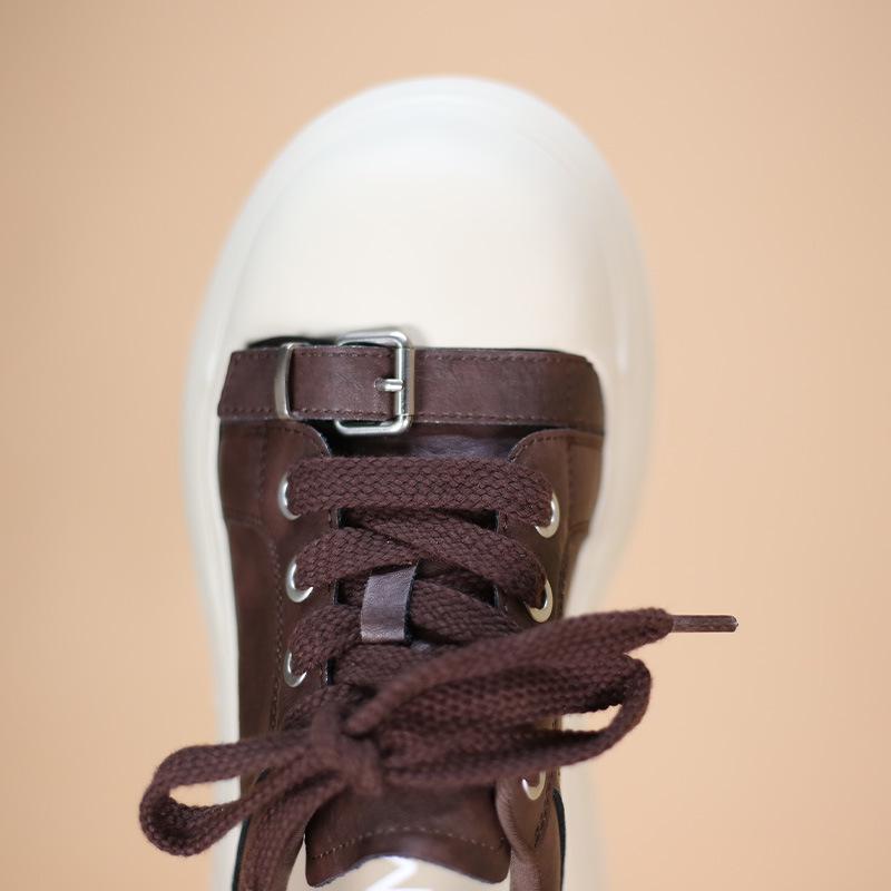 2025 Chic European Women's Big Head Sneakers with Buckle - Stylish, Thick Sole, Height Boosting Casual Shoes.