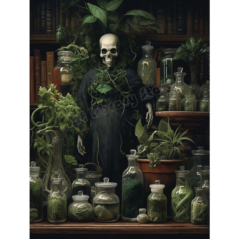 Victorian Botanical Greenhouse Wizard Library Apothecary Fantasy Haunted House Poster Wall Pictures Canvas Painting Home Decor