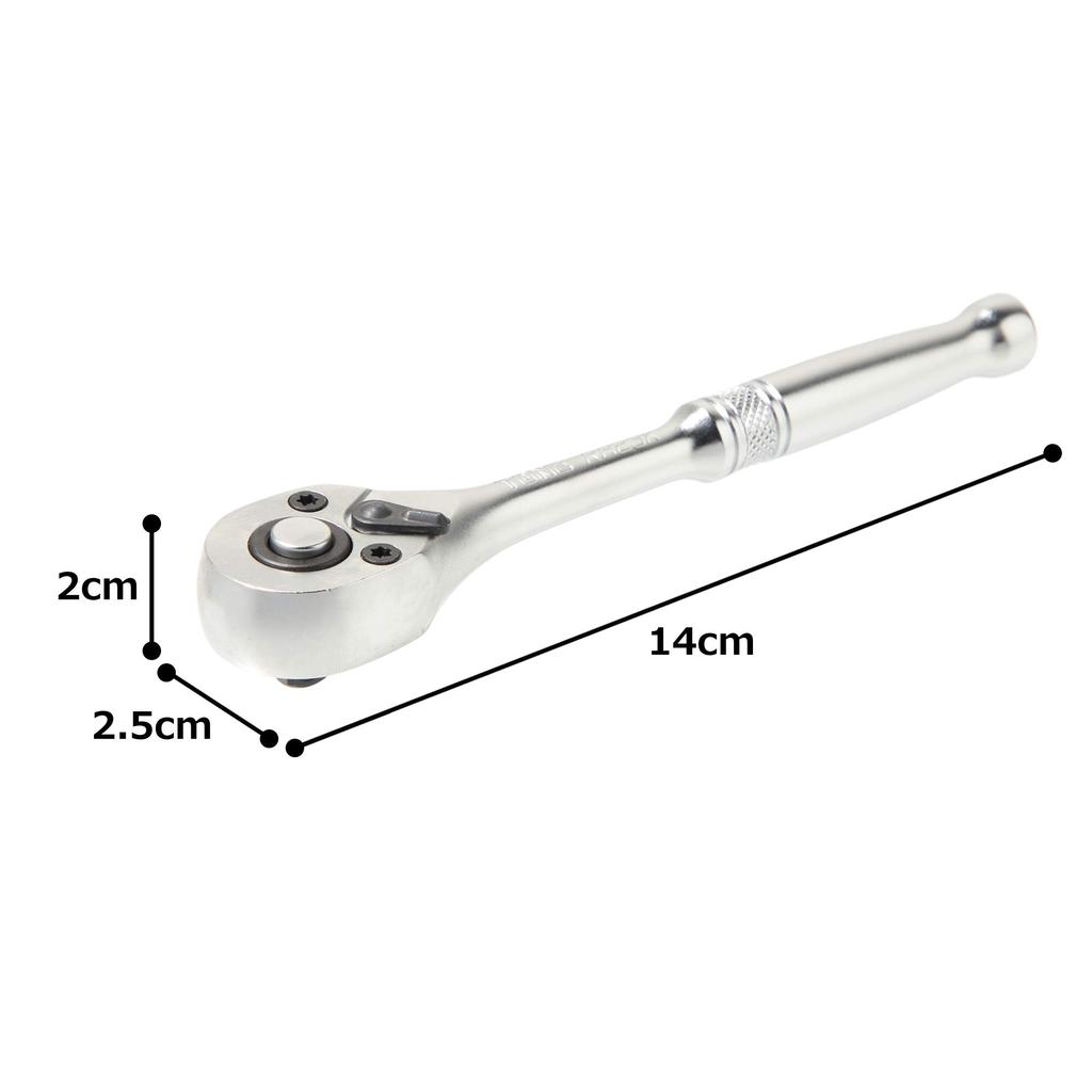 TONE Ratchet Handle 140mm Overall 1 Piece (Hold Type), RH23K, 6.35mm Drive, Length,