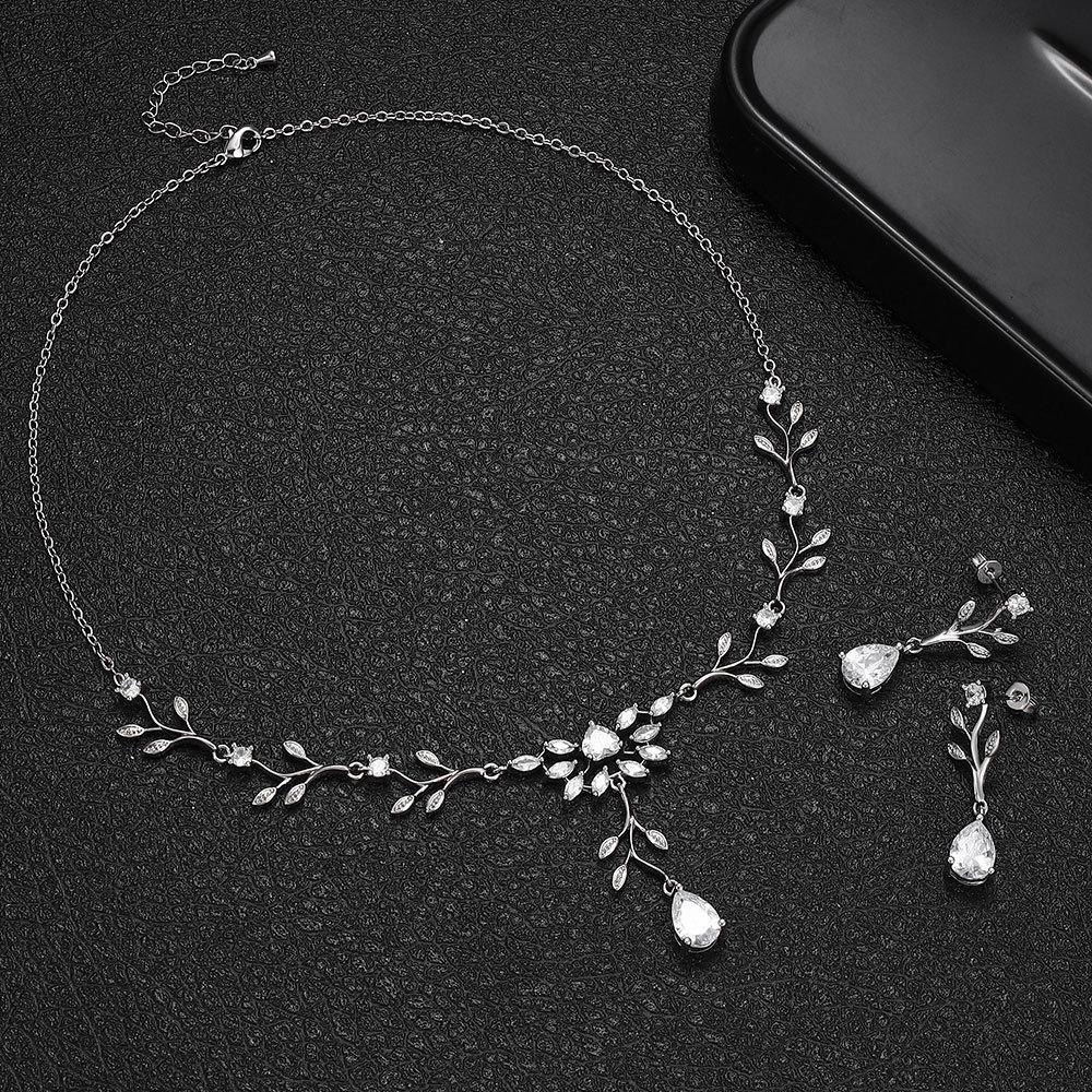 Zirkonia Blumenkette Damen Braut Hochzeitskleid Europäisches und Amerikanisches Blumenohrringe Set