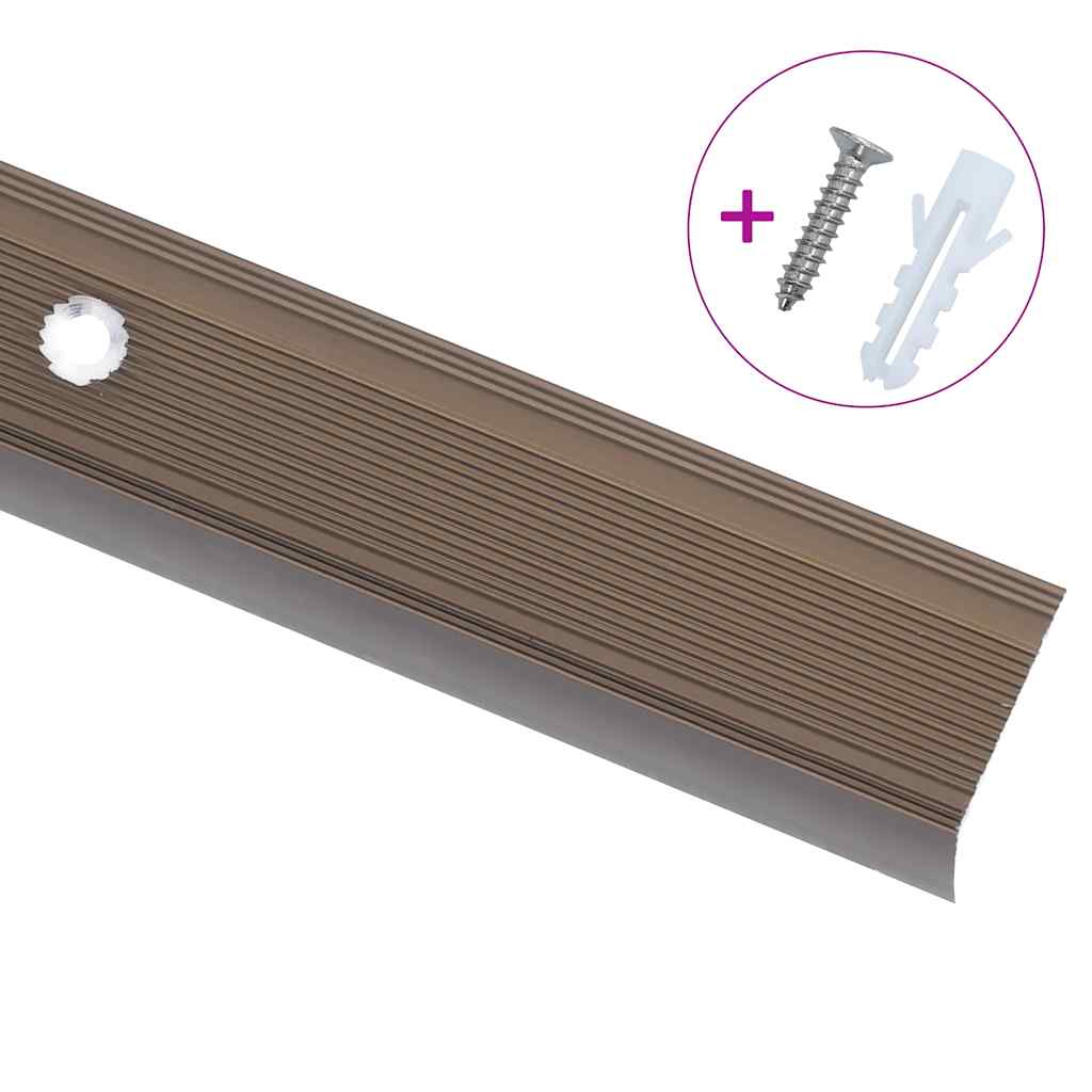 L shaped stair edge profile 15 pcs aluminum 100 cm brown