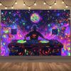 VIKAMA Psychedelic Universe DJ Tapestry Neon Planet Turntable Music Studio Gaming Room Trendy Living Room Decor