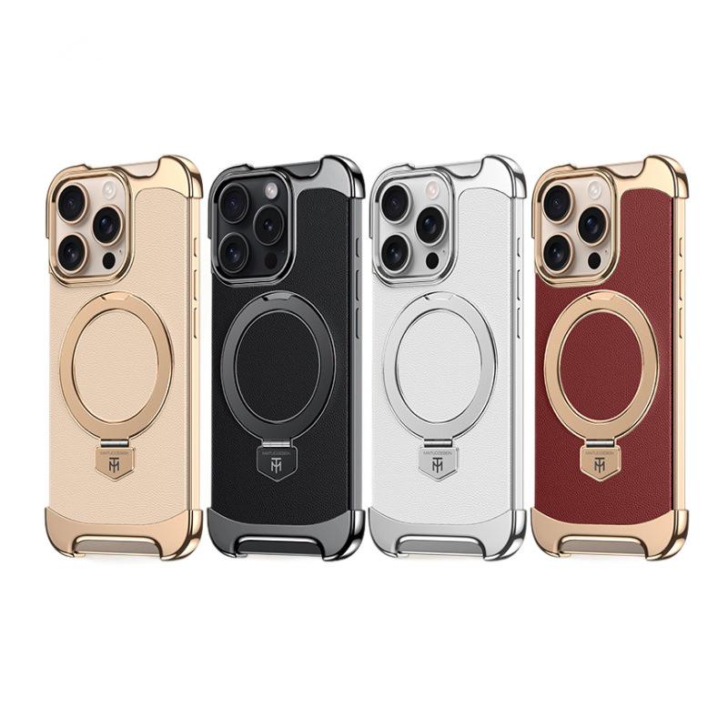 iPhone 16 Pro Max Leather MagSafe Magnetic Stand Case for Apple 17 - Frameless Design