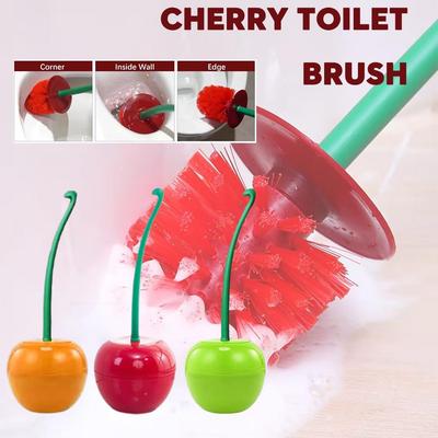 Rote Toilettenbürste Toilettenhalter Badezimmerzubehör Kreative schöne Kirschform Toilettenbürste Toilettenbürstenhalter Set