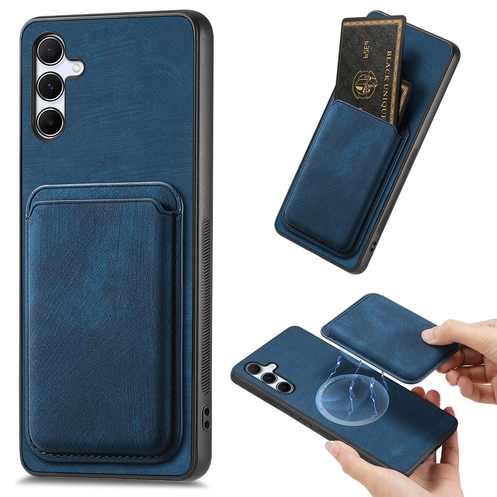 For Samsung Galaxy A55 5G Case Compatible with MagSafe Leather Back Cover with Detachable Card Holder