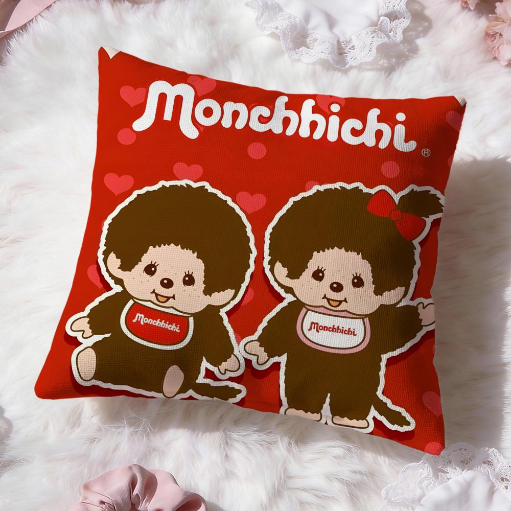 Tecknad M-Monchhichi Kuddfodral Premium Komfort Vändbart Kuddfodral - Två i Ett Design för Alla Rum & Bilinteriör