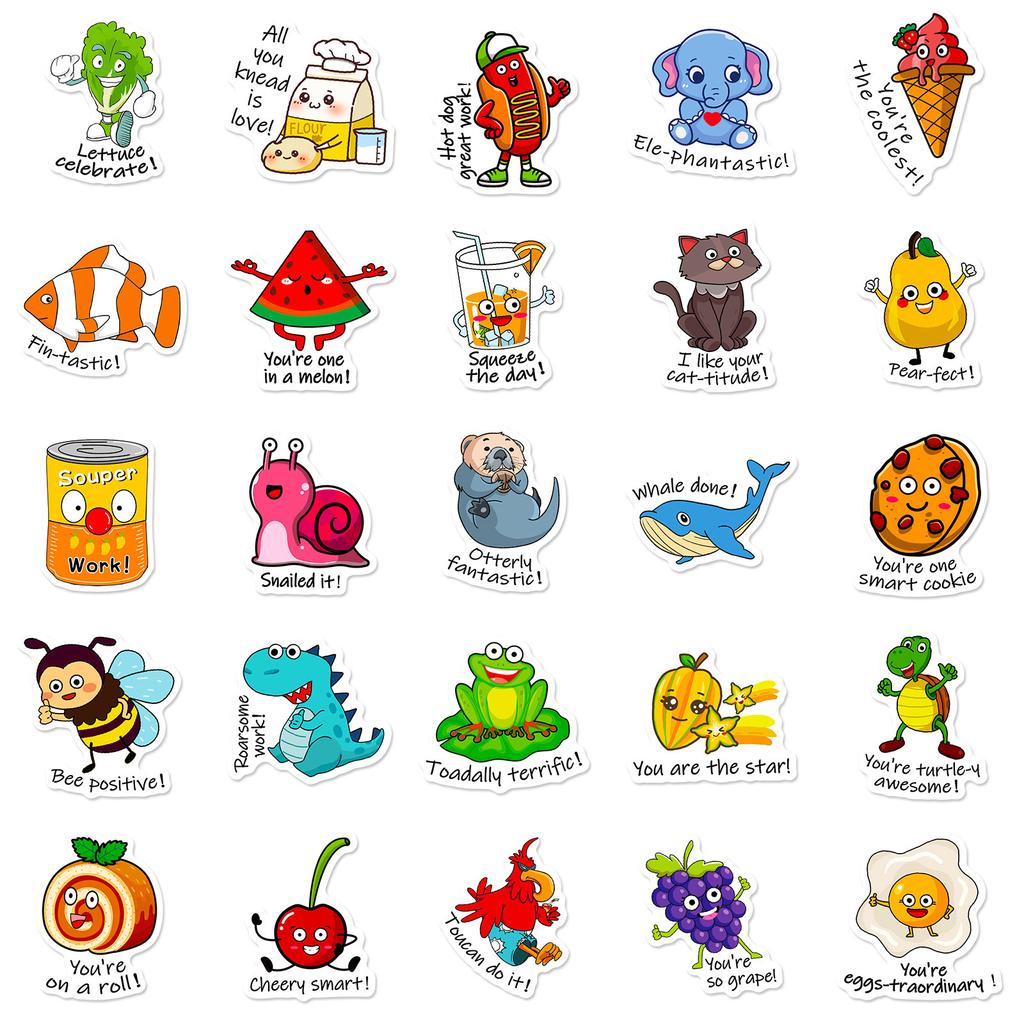 50 Homophonic Terrier Stickers Temu English Pun Fun Reward Kids Cute Student Stickers