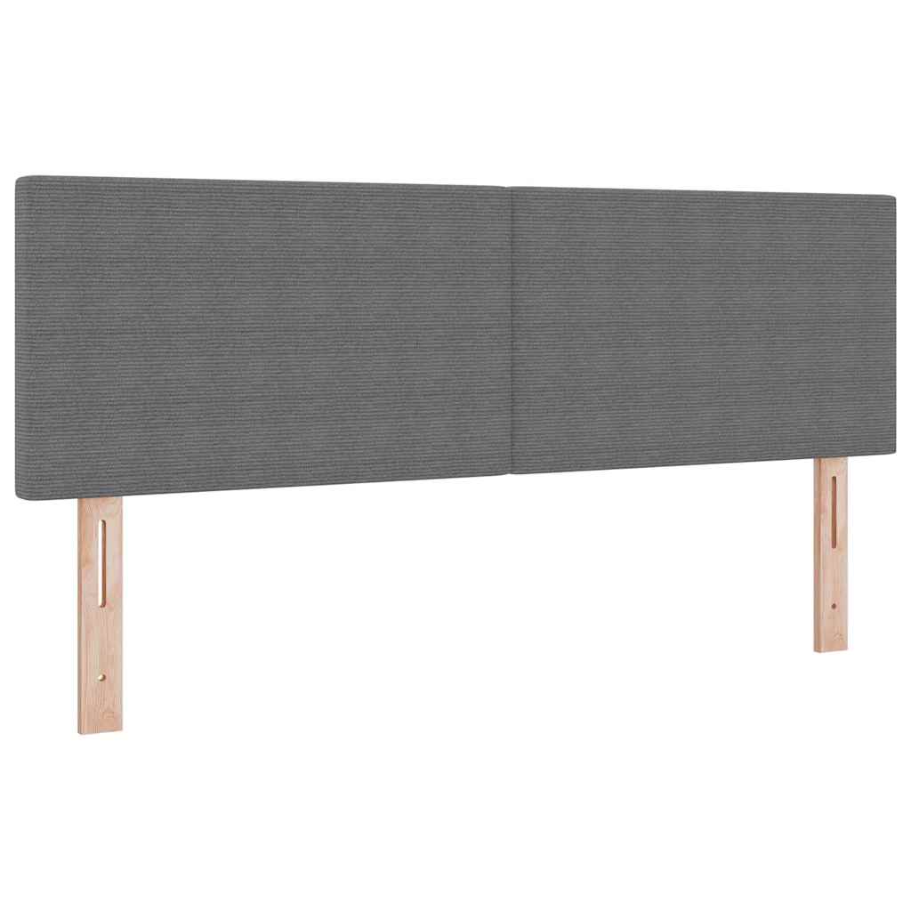 Box Spring Bed in Light Grey and White 140 x 190 cm Cord Fabric
