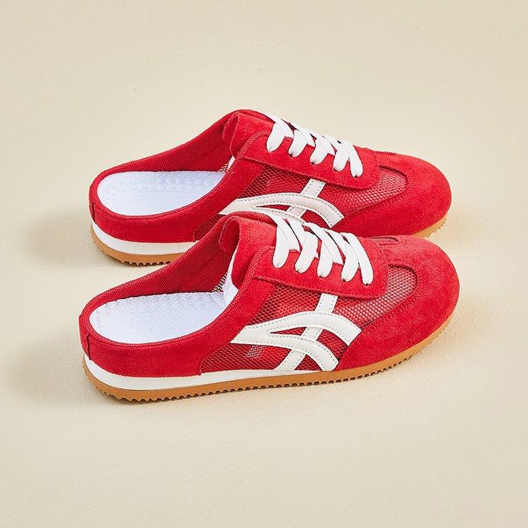 Cool slippers women's summer wear mesh thick-soled lazy shoes one pedal bag head half slippers 2025 new casual shoes drag