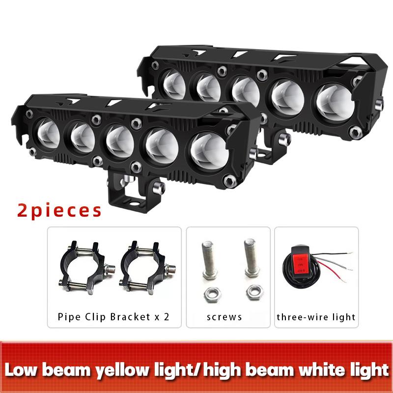 5-Linsen-Motorrad-LED-Scheinwerfer, zweifarbig, Fern-/Abblendlicht, Nebelscheinwerfer mit Lüfter für PKW, LKW, SUV, UTV, 12 V, 24 V, Mini-Linsen-Scheinwerfer, Fahrlichter