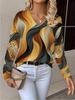Neues bedrucktes V-Ausschnitt-Oberteil Damen beliebter Pullover Langarm Frühling und Herbst Pullover
