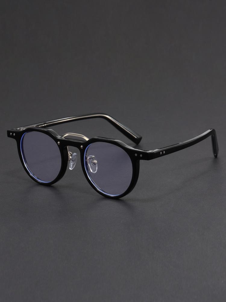 Handcrafted Irregular Green & Black Retro Wood Grain Eyeglass Frames with Prescription Lens Option