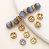 5/10Pcs/Pack 14/18K Gold Color Plated Round Heart Spacer Beads with Zircon for DIY Bracelet Jewelry Making Accessories
