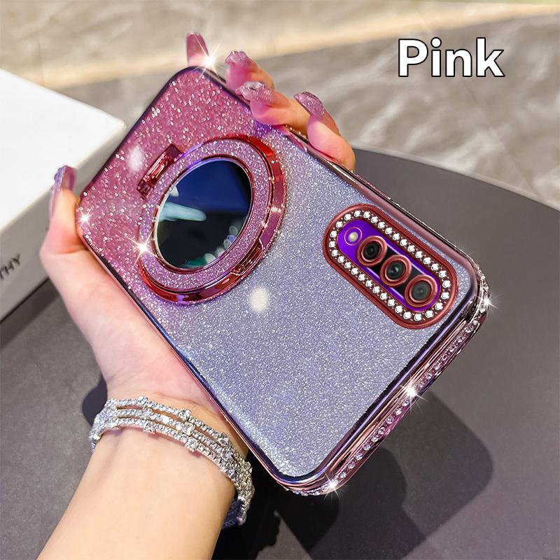 Plating Diamond Glitter Bling Case For Honor 90 Lite X6 X8 9X Pro X50I X60 Pro Lens Protection Shockproof Bracket Cover Capa