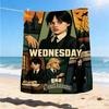 1pc Wednesday Addams Outdoor Flannel Blanket Gift For Boys Girls Adults, Family Friends
