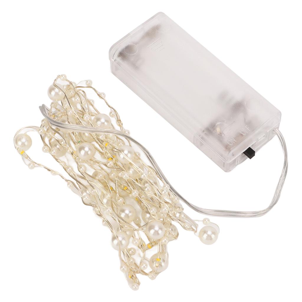 4pcs Beads String Lights White Pearls DIY Attractive Decorative Plastic Metal Low Voltage LED String Lights