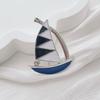 Vintage Enamel Blue Sailboat Brooches Caribbean Pirate Ship Lapel Pin For Men Women Clothing Luxury Accessories Jewelry