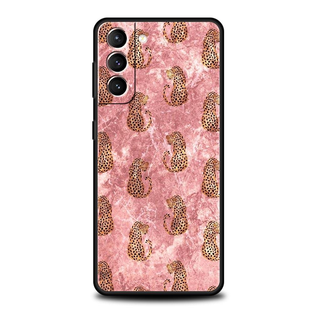 Phone Case For Samsung Galaxy S25 Edge S24 S23 S22 S21 Ultra S20 FE 5G S10 S10E S9 Plus Soft TPU Cover Fashion Gold Pink Marble