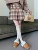 Women's Retro Plaid Wool Blend High Waist Pleated Skirt - Autumn/Winter Academy Style A-Line Short Skirt