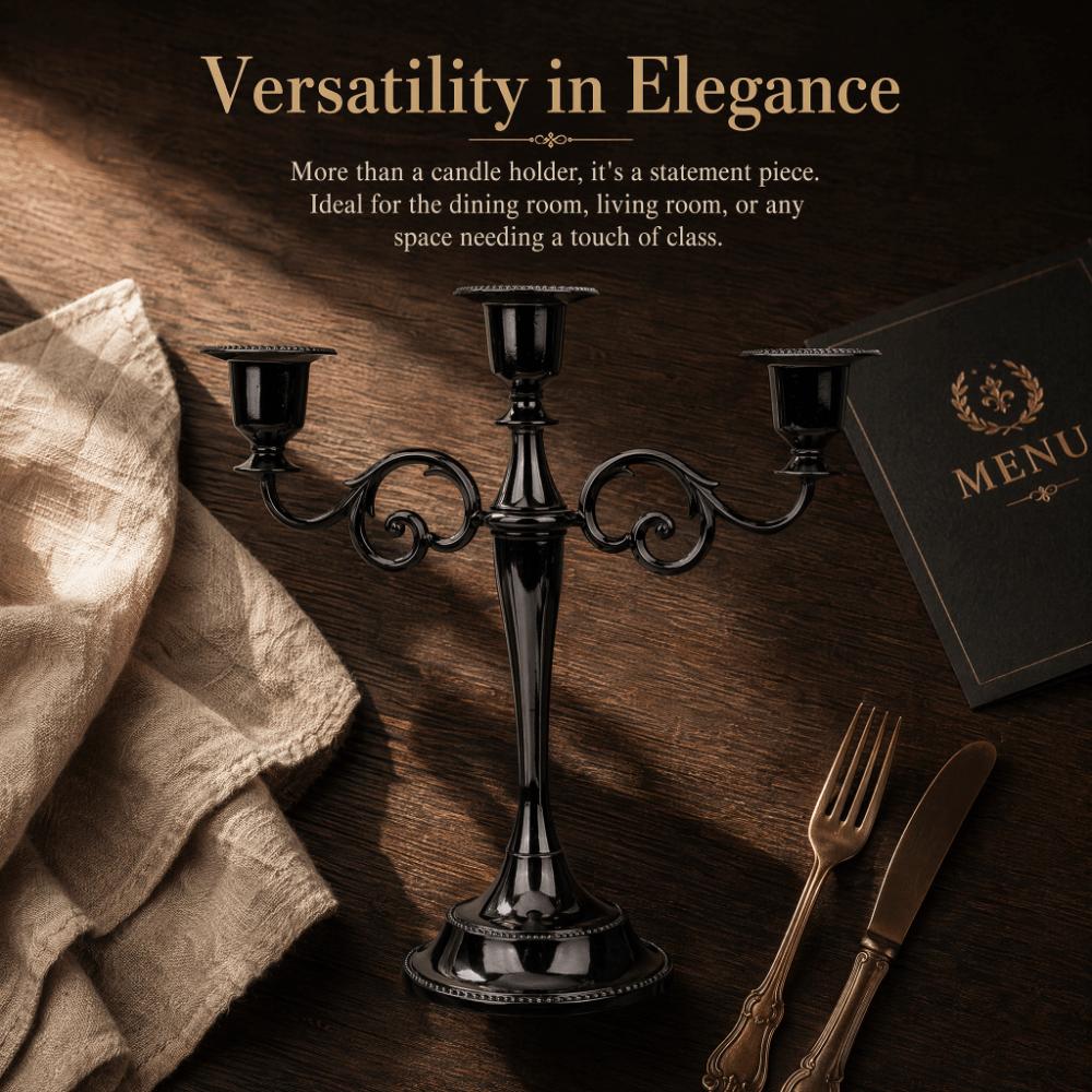 Metal Antique Metal Candle Holder Black Classic Indoor Ornament Hotel Indoor Layout