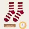 Autumn and Winter Australian Wool Red Sock Children's Striped Mid-calf Socks with Added Padding for Extra Warmth and Insulation in Winter.