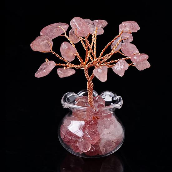 Künstlicher Kristall Geldbaum Figur, Handgefertigte Heilende Naturstein Reichtum Baum Statue, Künstlicher Edelsteinbaum für Heim Büro Tisch Feng Shui Dekor