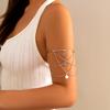 Personalized Ethnic Style Metal Chain Imitation Pearl Arm Bracelet, Star-shaped Niche Sequined Fringed Open Arm Ring