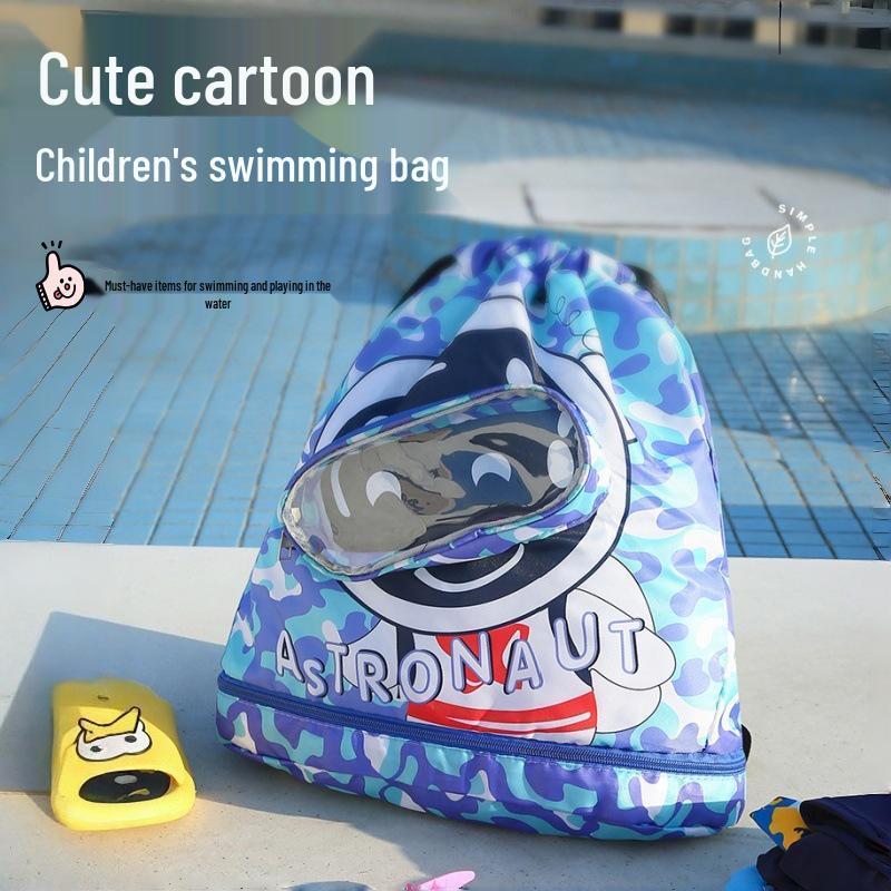 Kids' Cartoon Beach Backpack: Waterproof, Large Capacity with Dry/Wet Separation