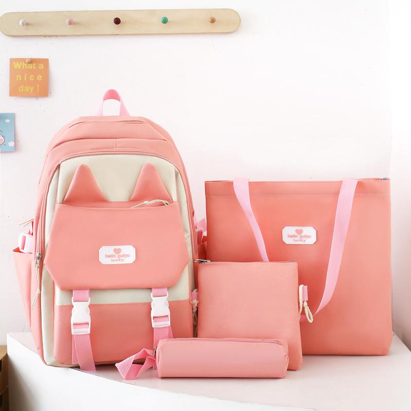 

TS JYL laptop bag,Forest Simple Large Backpack Retro Student 4 Sets Lightweight Backpack One size fits all рожевий