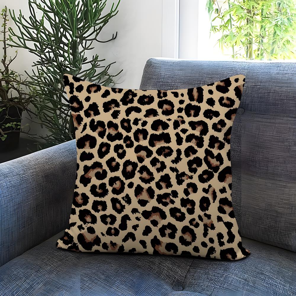 Leopard print pattern Cushion Cover Comfortable Reversible Pillow Cover Ideal for Car Sofa Bedroom Beyond