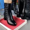 2026New Women Boots Plush Warm Winter Boot Fashion Mid-calf Leather Boots Pointe Design High-heeled Boots for Women Botas Mujer