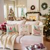Linen Christmas Throw Pillow Cover Pink Christmas Tree Pillow Cover  Home Decoration