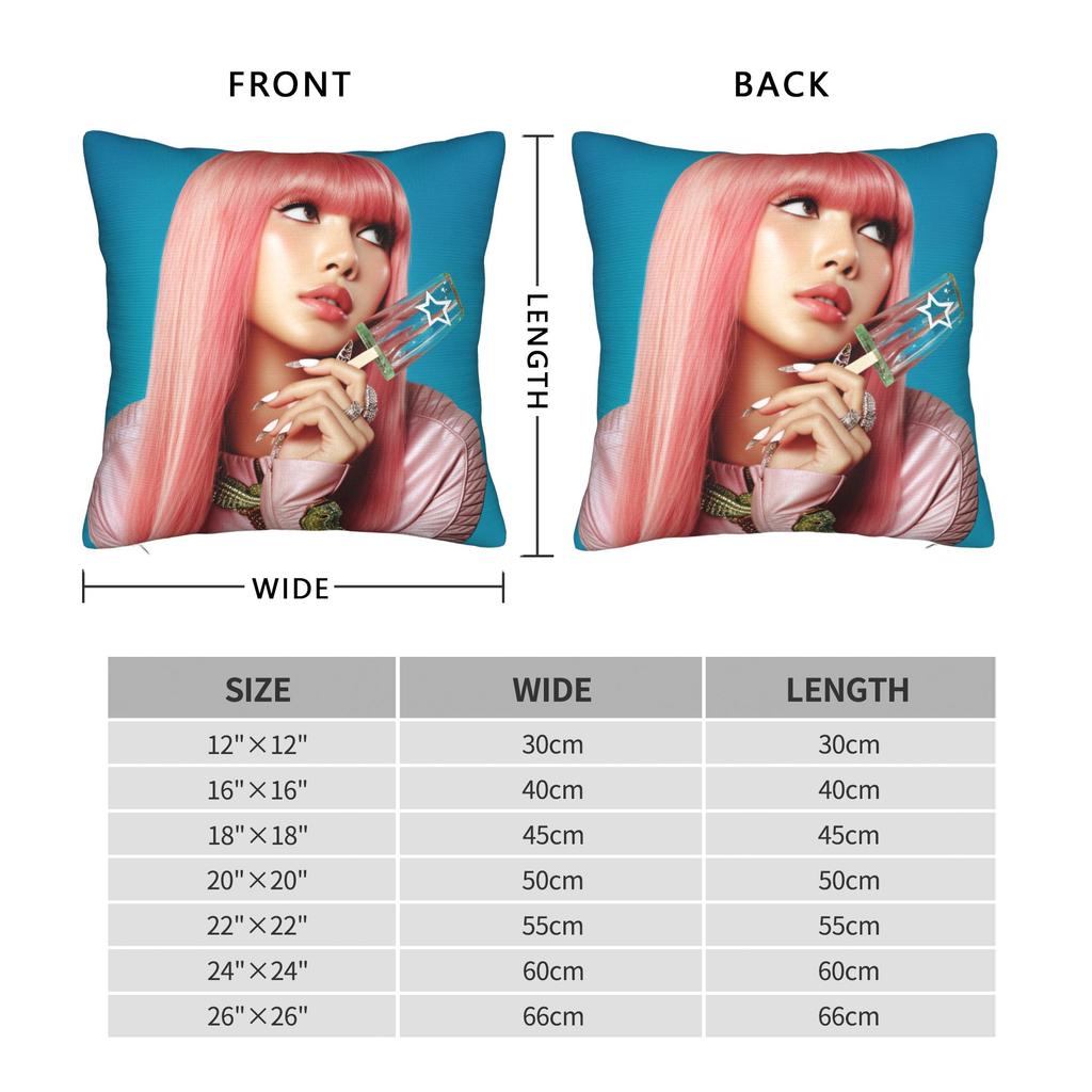 Kpop Style Cool Girl Lisa Pillow Cover Novelty Pillow Case For Sofa Bedroom Home Decor Soft Cushion Cover Gift