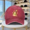 Cute Cartoon Frog Print Washed Denim Baseball Cap Adjustable Casual Sun Hat